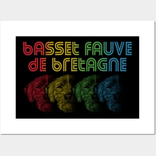 Cool Retro Groovy Basset Fauve de Bretagne Dog Posters and Art